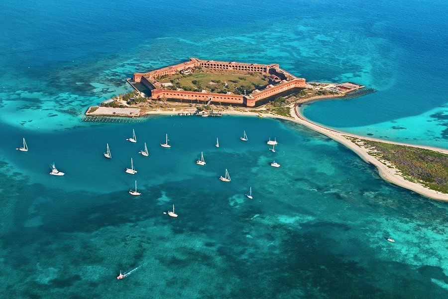 Aerial view of Fort Jefferson on Garden Key
