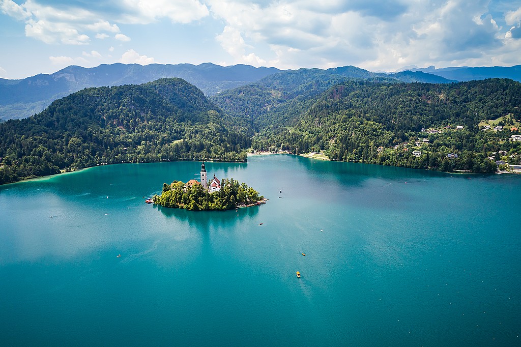 Boat to the island in Lake Bled's center