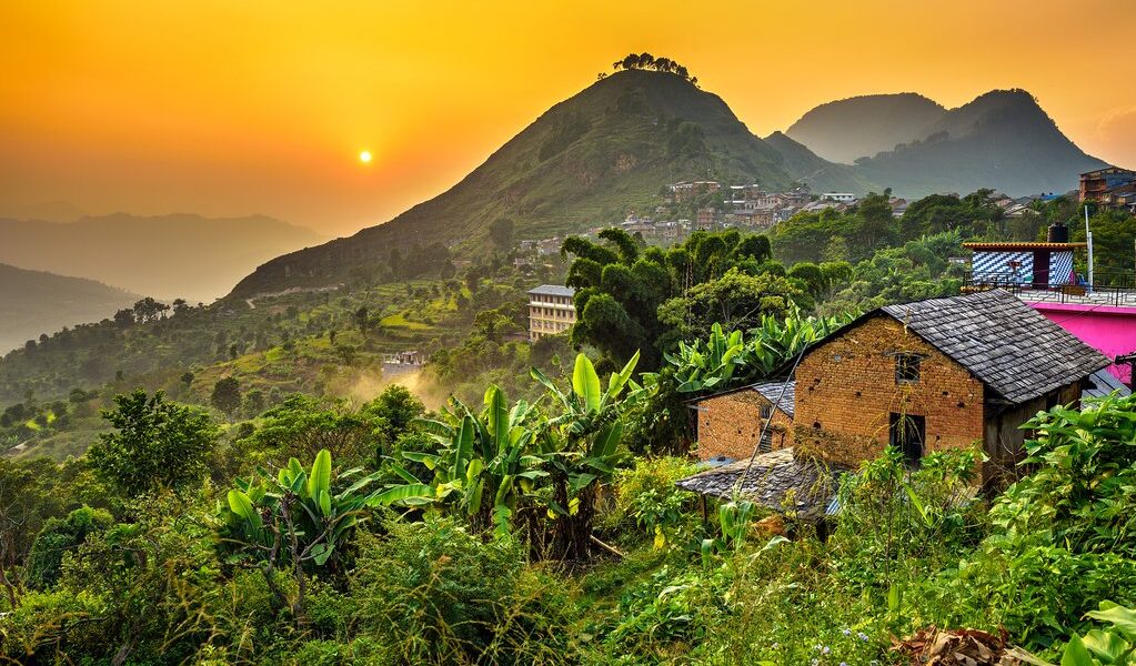 Sunset above Bandipur in Nepal. Hdr processed.