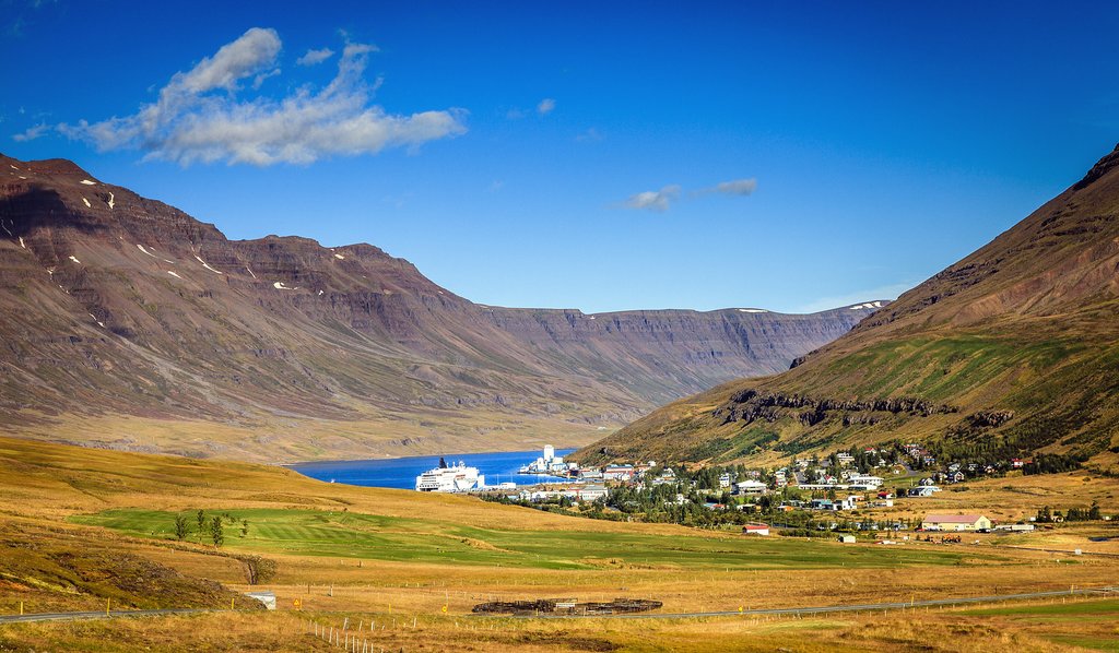 View of the fjord at Seydisfjordur