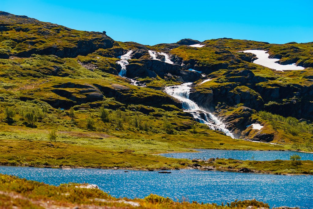 Hike to the many waterfalls of Hallingskarvet National Park