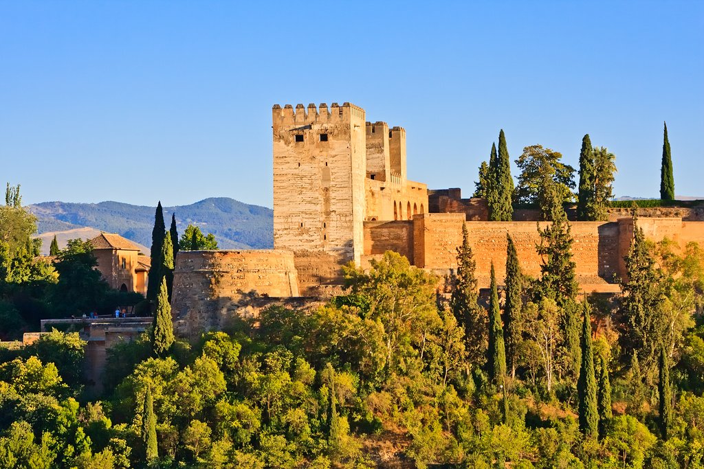 A view of the Alhambra at sunset