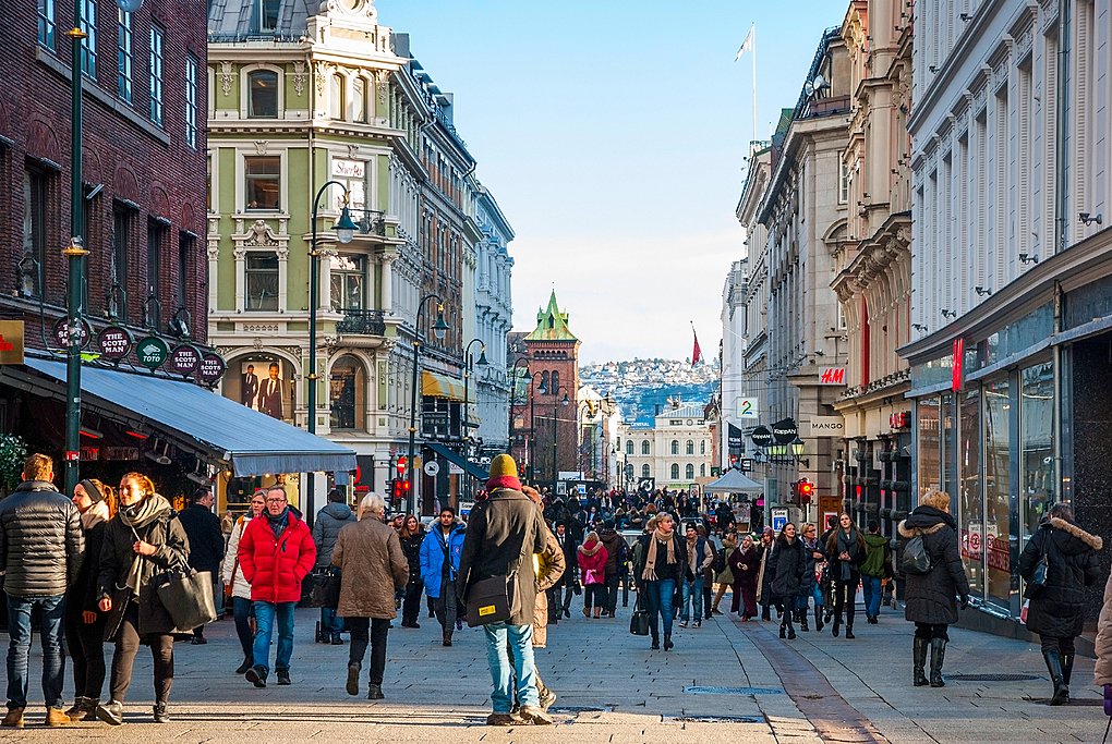 Quaint shopping street in Norway's capital