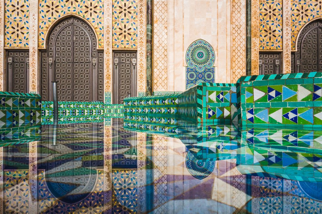 A reflection of Hassan II Mosque, Casablanca