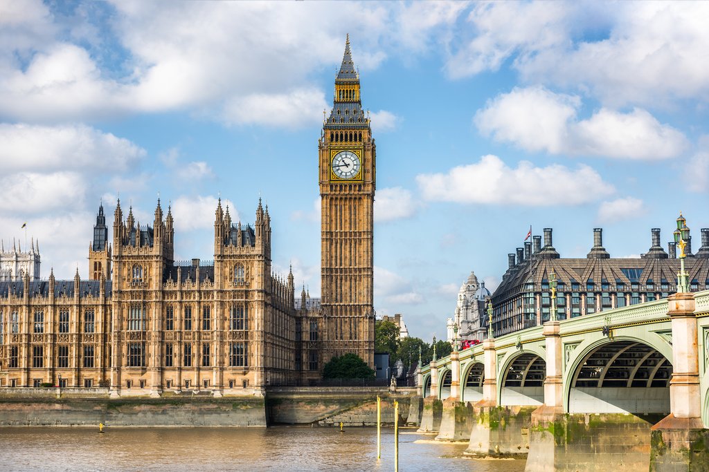 Big Ben and Houses of parliament with Westminster bridge