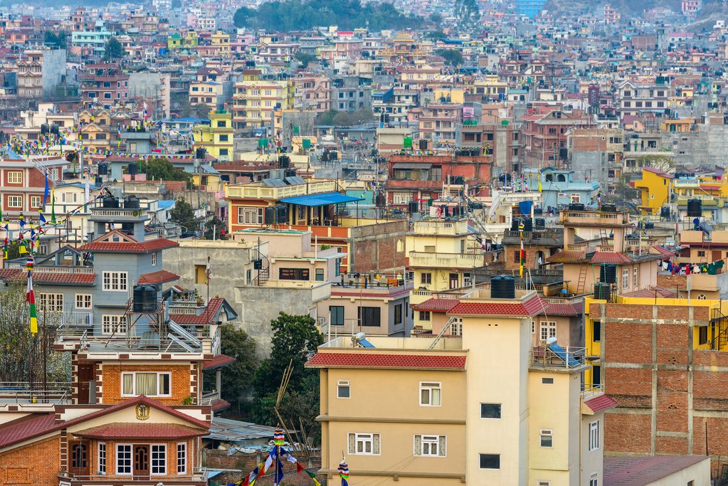 The dense buildings of Kathmandu City