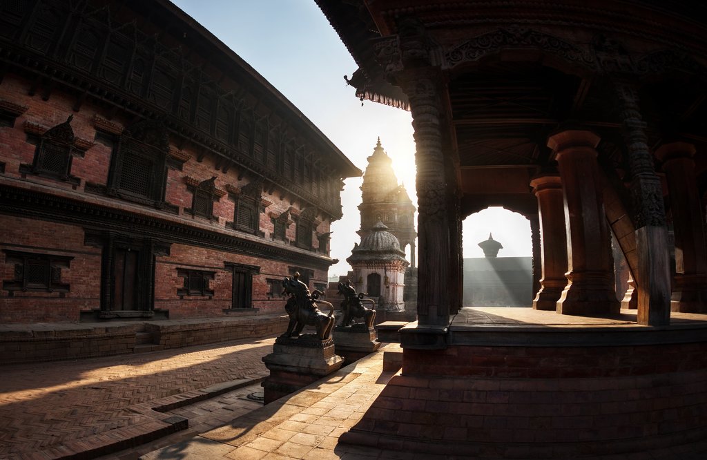 Morning dawns on the temples of Bhaktapur's Durbar Square