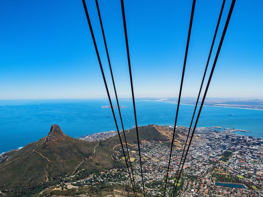 Looking down the cableway