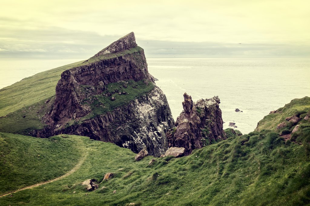 Steep hiking in the Faroe Islands