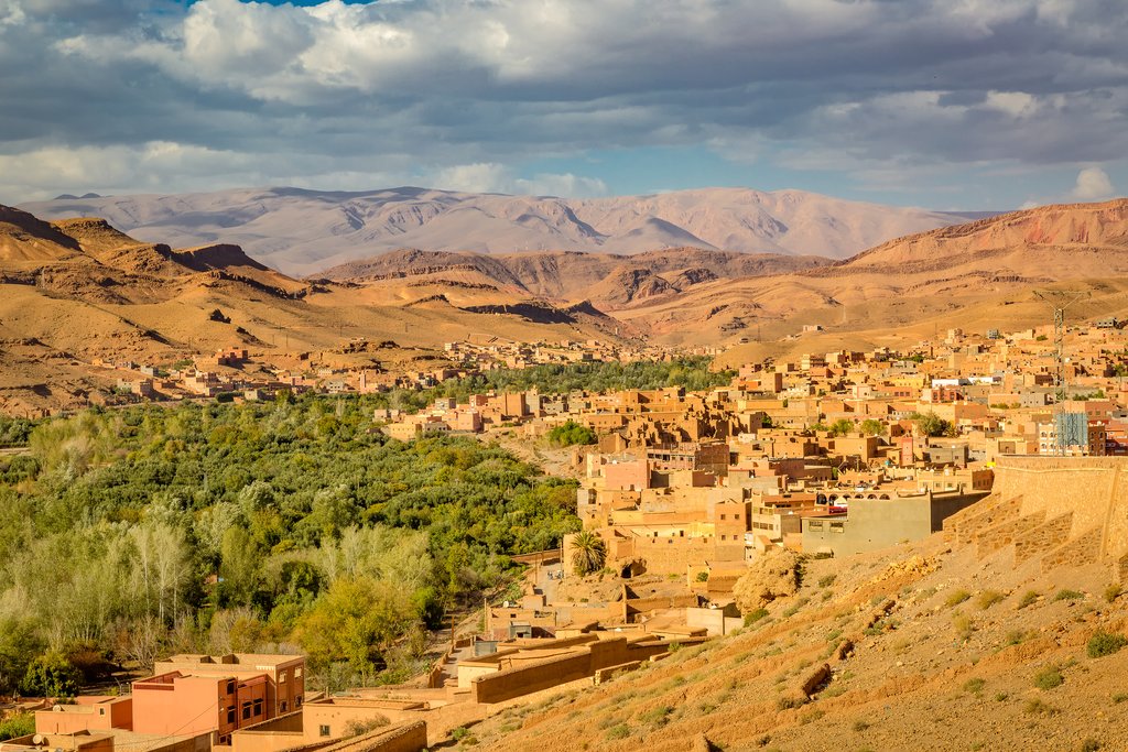 Boumalne Dades runs along a river oasis