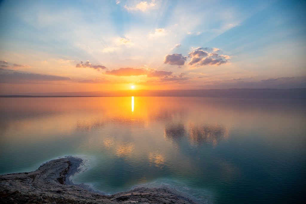 Magical sunset over the Dead Sea