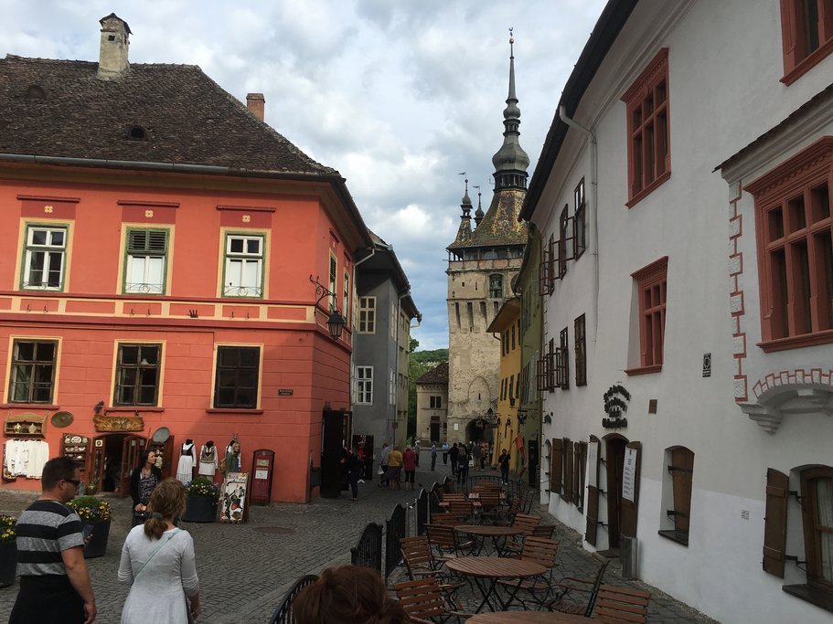 Narrow cobbslestone streets in Sighisoara