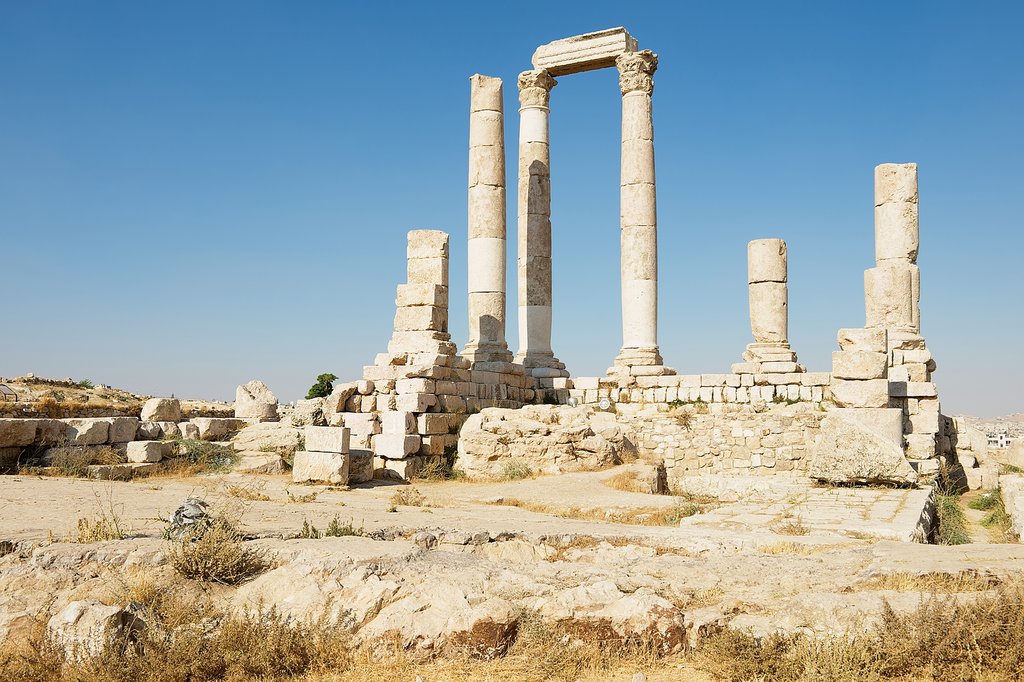 Ancient stone columns at the Citadel of Amman
