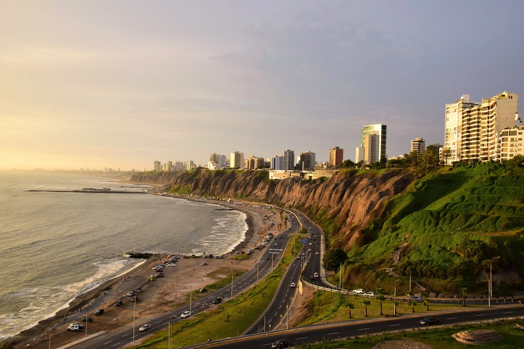 The romantic neighborhood of Miraflores at sunset