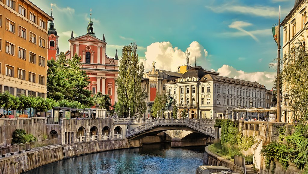 Old town embankment in Ljubljana