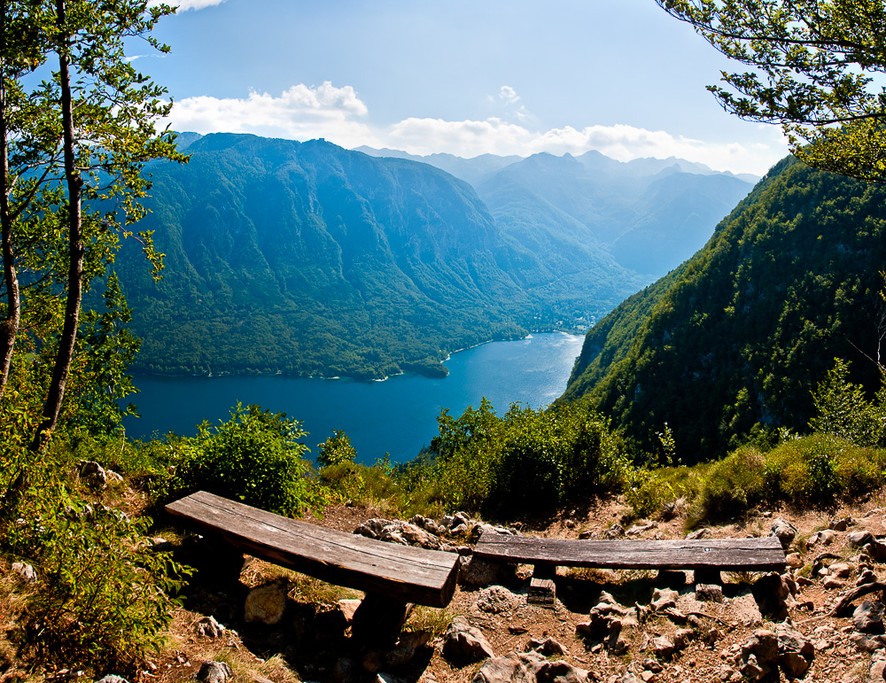 Scenic overlook above Lake Bohinj