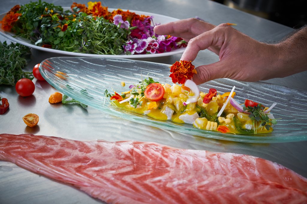 Preparing ceviche during a cooking class with a Peruvian chef