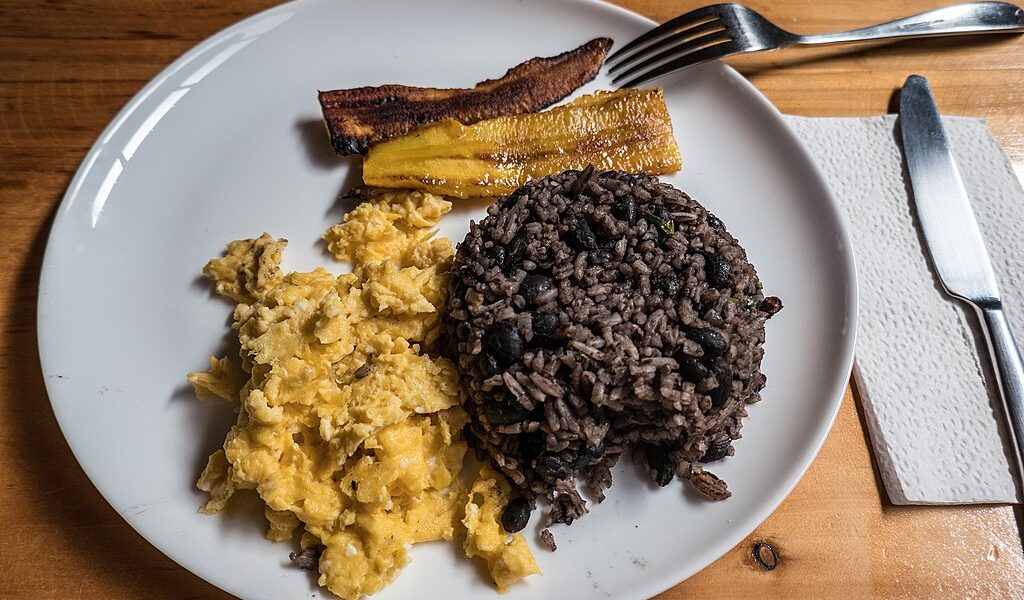 Typical casado food for breakfast Costa Rica