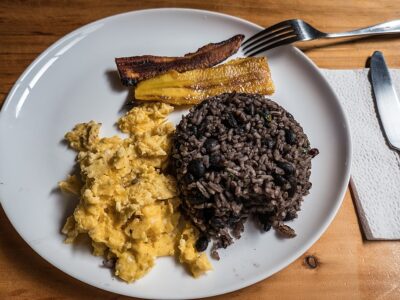 Typical casado food for breakfast Costa Rica