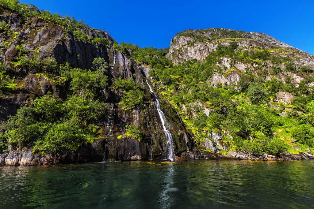 Look for waterfalls as you pass through the Trollfjord.