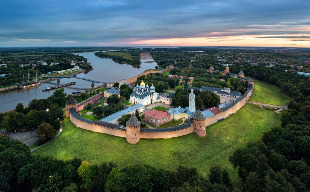Aerial view of the Velikiy Novgorod kremlin
