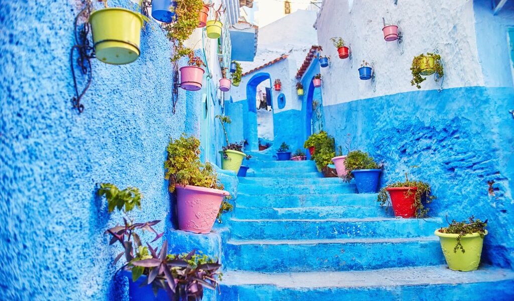 Morocco Is The Blue City Of Chefchaouen, Endless Streets Painted