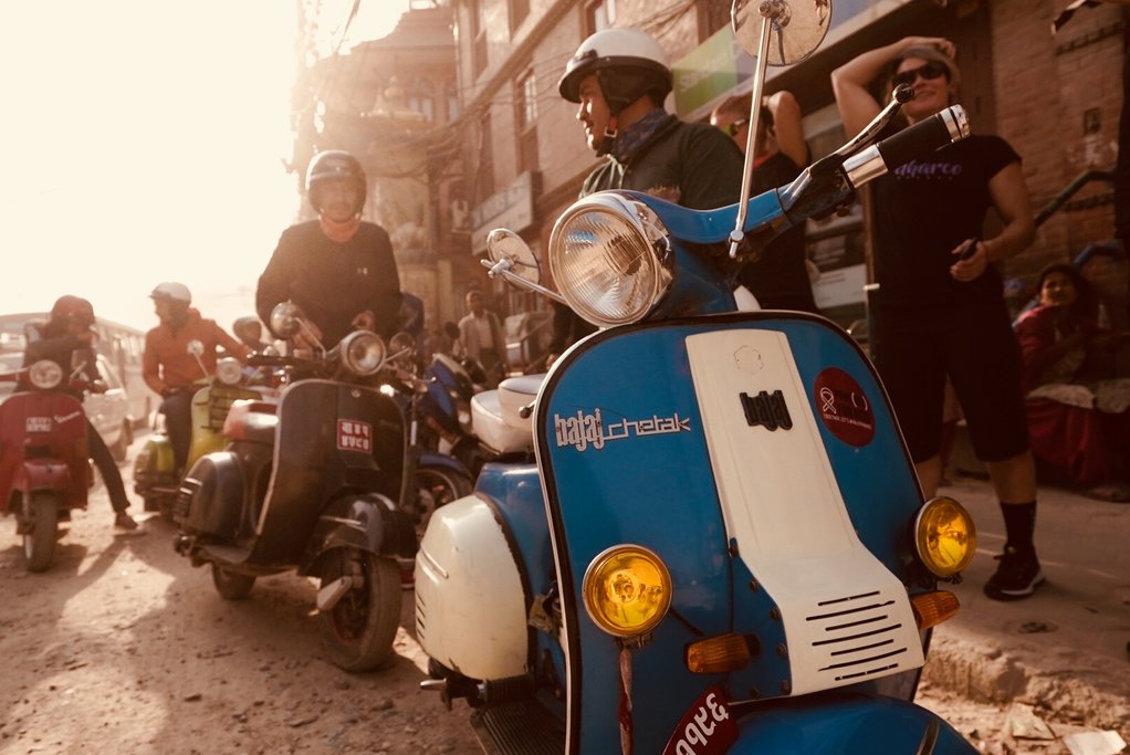 Stopping for a quick break in Kathmandu