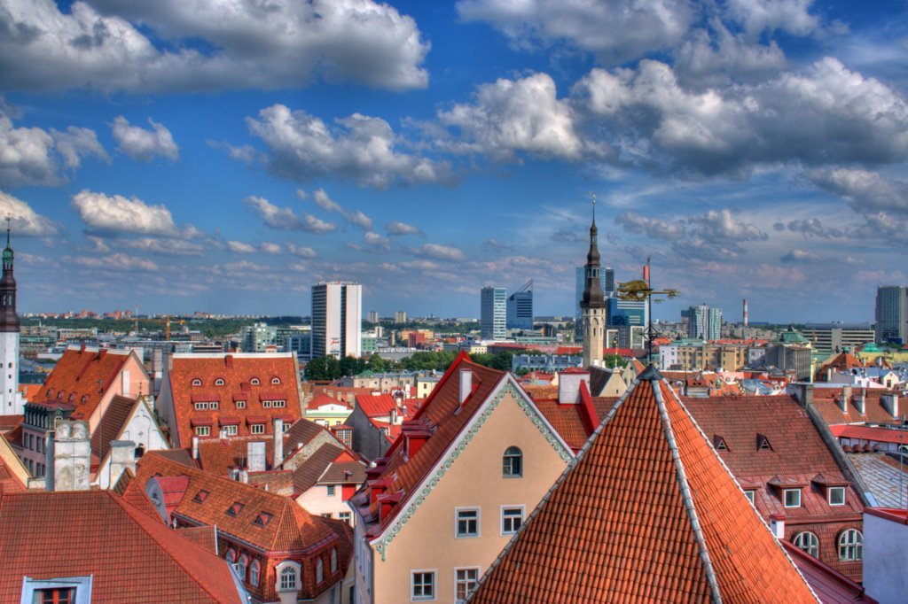 View of historic rooftops in Tallinn