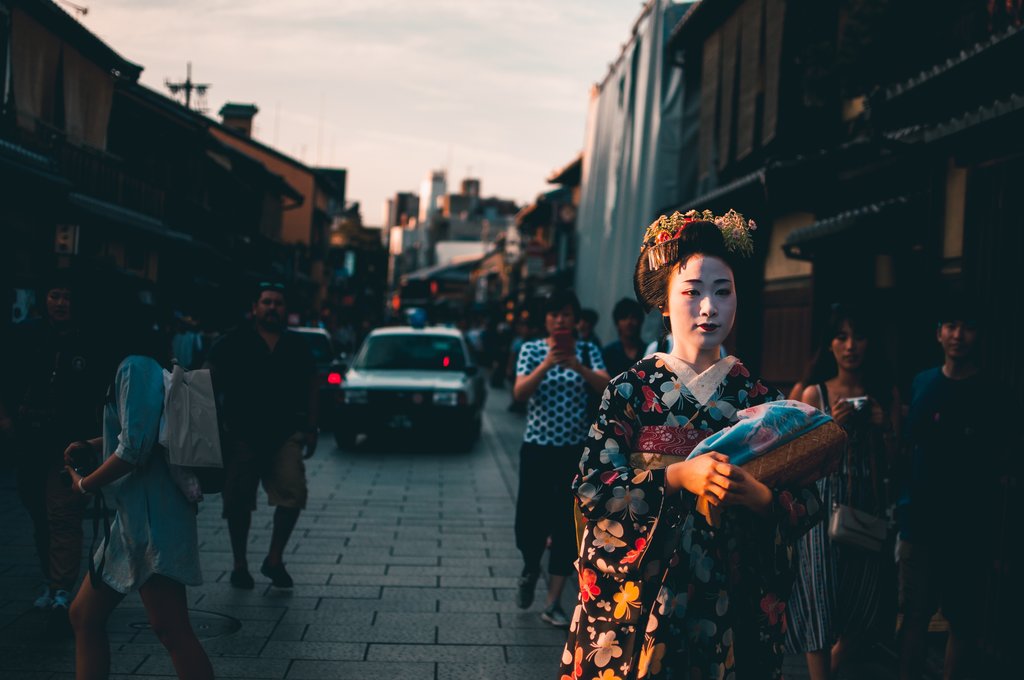 A 'maiko' walking the streets of Kyoto