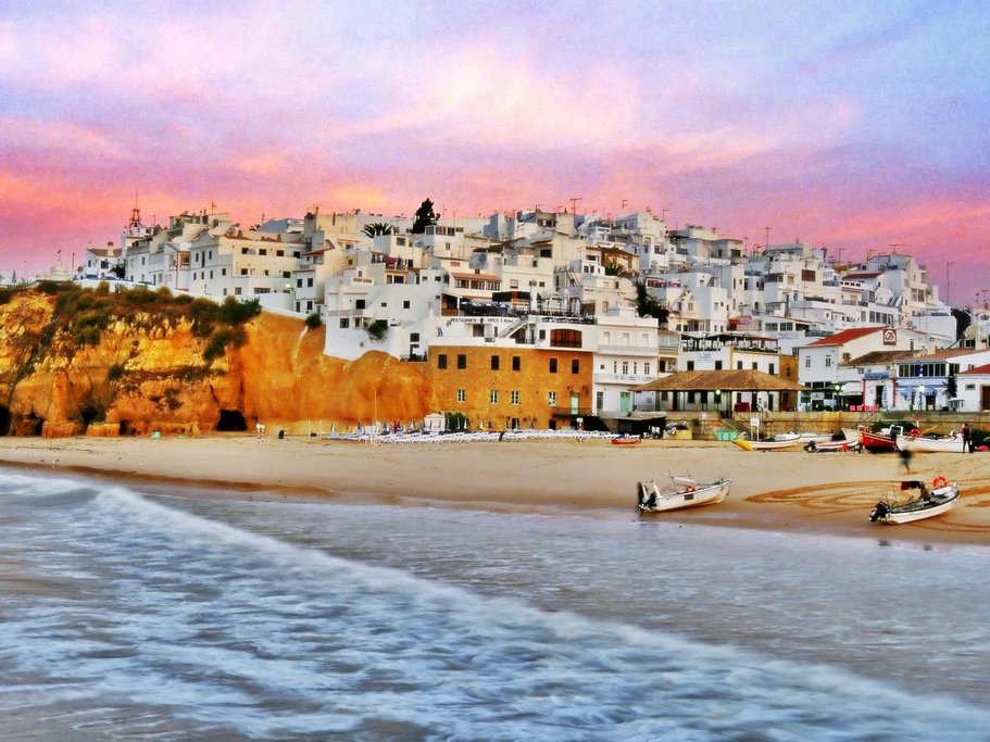 The town of Albufeira at Sunset