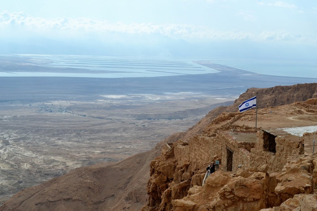 Israel - Masada National Park - View of the Dead Sea and Judean Desert from Masada Fortress