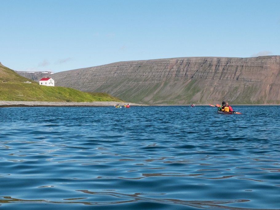 Kvíar Lodge from Jökulfirðir Bay (photo courtesy of Kvíar Lodge)