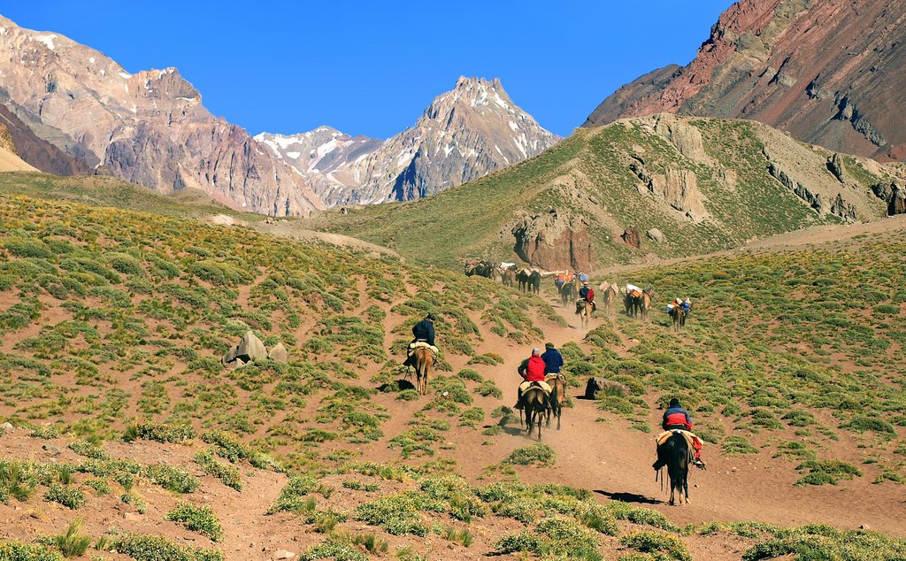 Horseback riding in the foothills of the Andes, Argentina