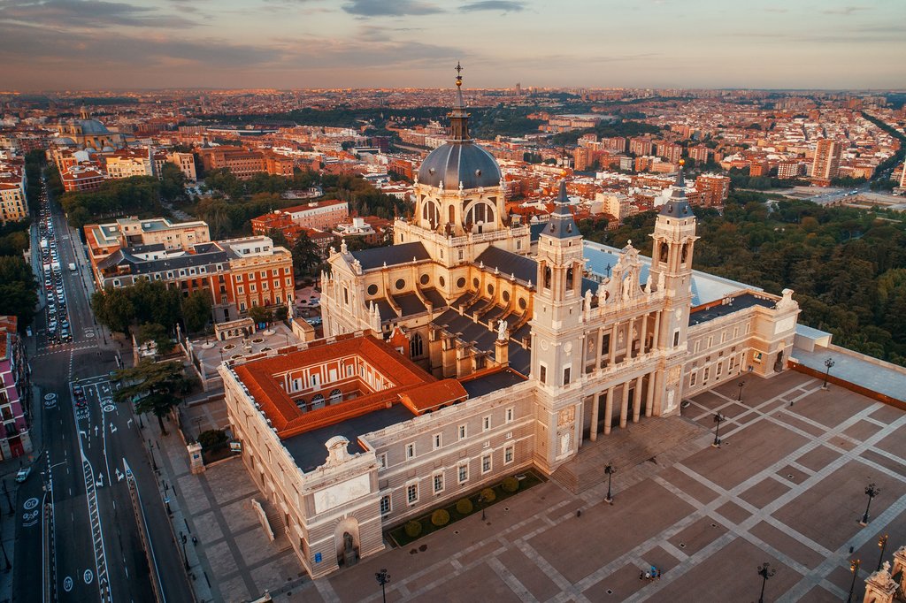 Aerial View of Madrid Cathedral