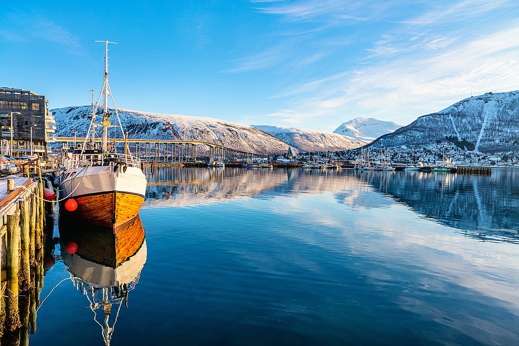 A clear day overlooking Tromsø's marina