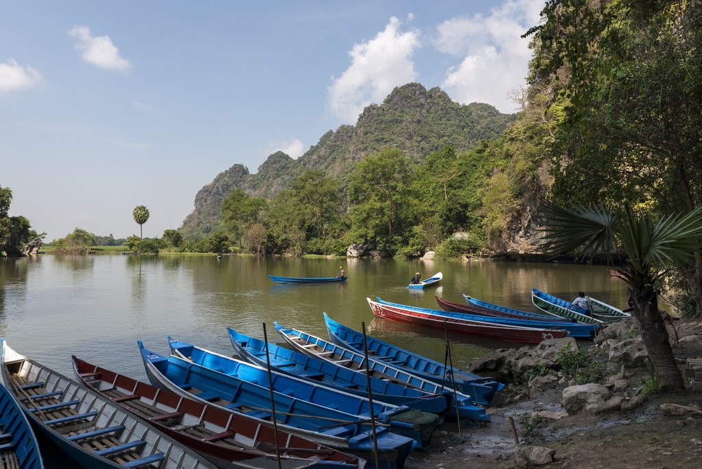 Traditional boats in Hpa-An