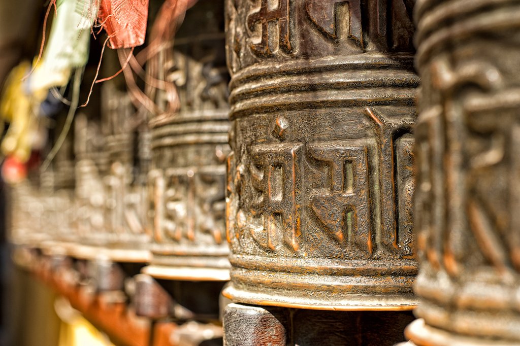 Prayer wheels at Boudhanath