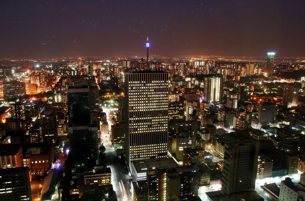 Johannesburg lighting up at night
