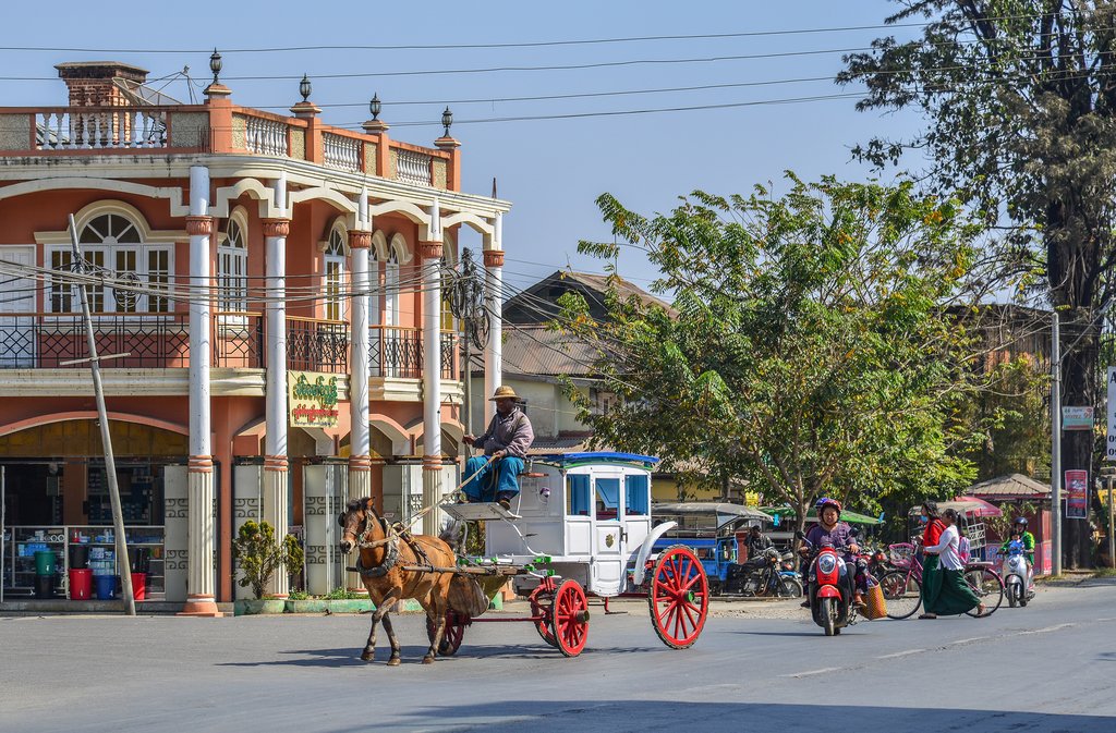 Horse carts in Pyin Oo Lwin, Myanmar