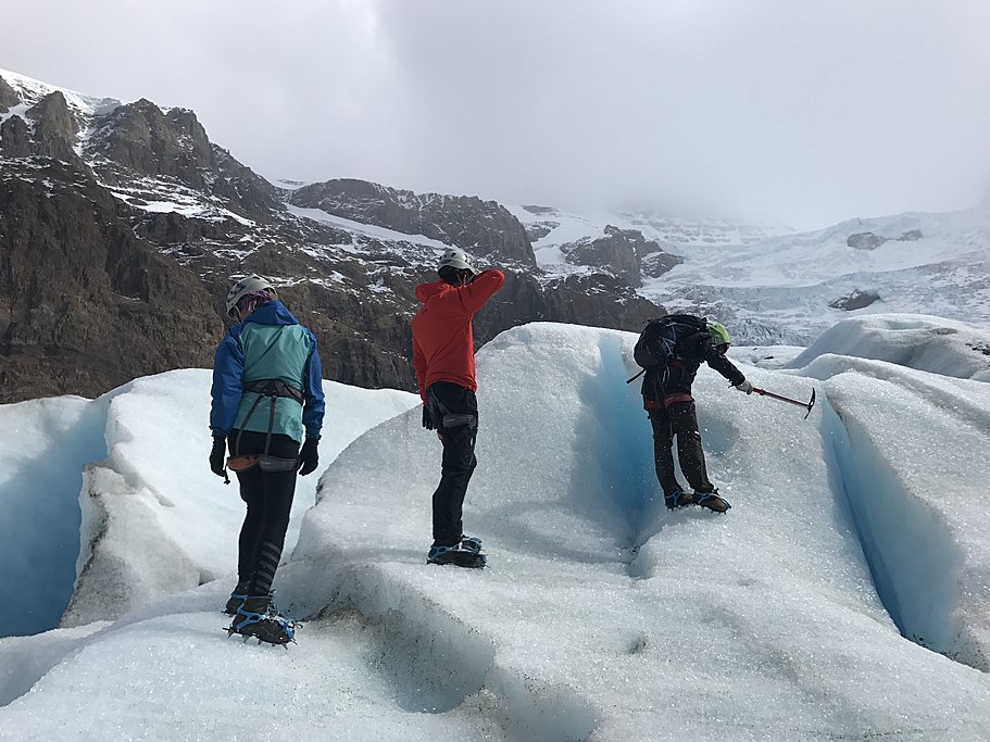 You'll be equipped with ice crampons and an ax at the end of today's excursion