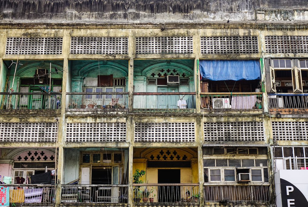 Colorful architecture in Yangon