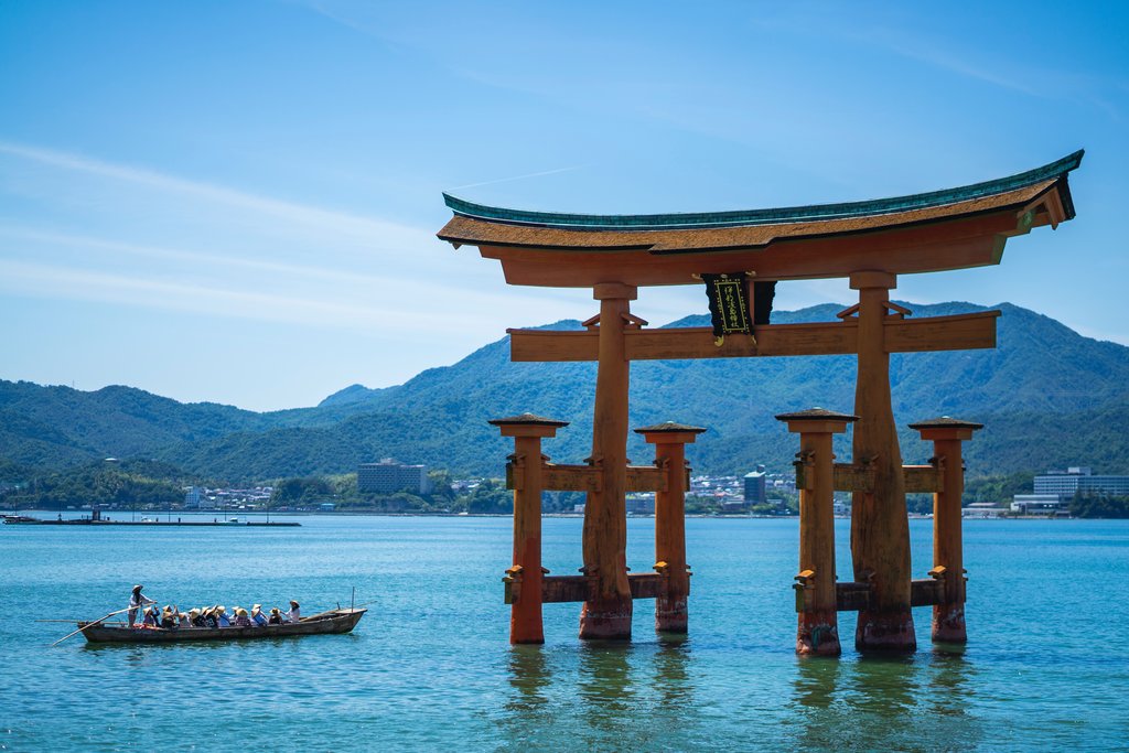 Red torii in the waters of Miyajima