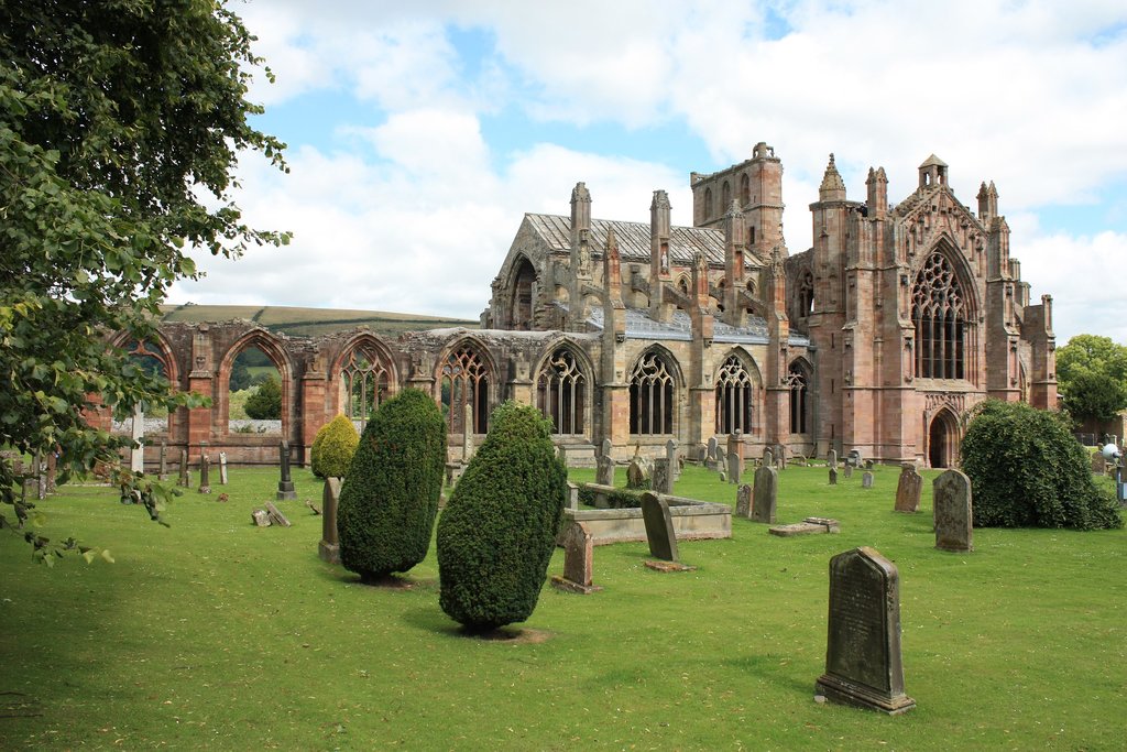 Melrose abbey in Scottish border region