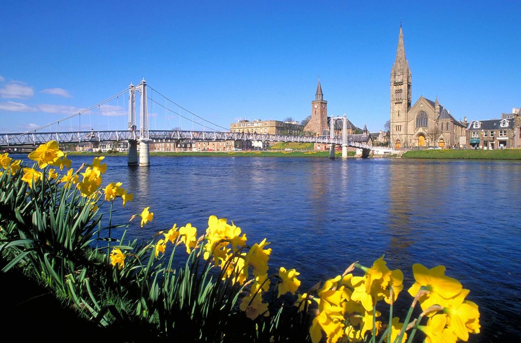 The Inverness city center, along the banks of the River Ness.