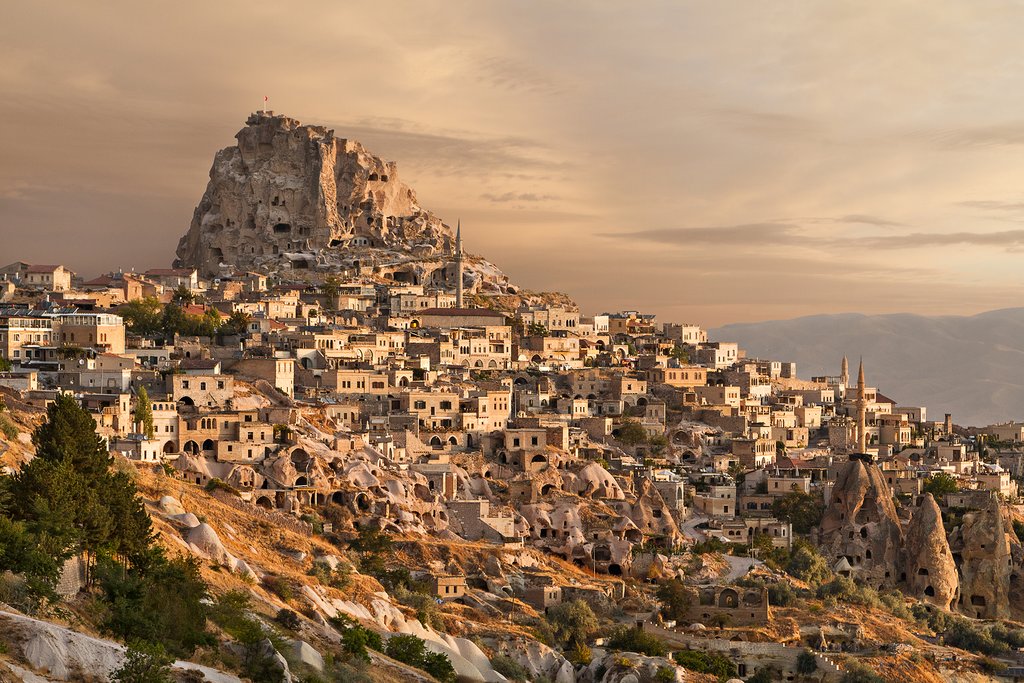 The town of Uchisar, overlooked by its impressive rock castle