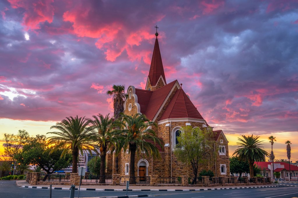 Dramatic sunset above Christchurch in Windhoek