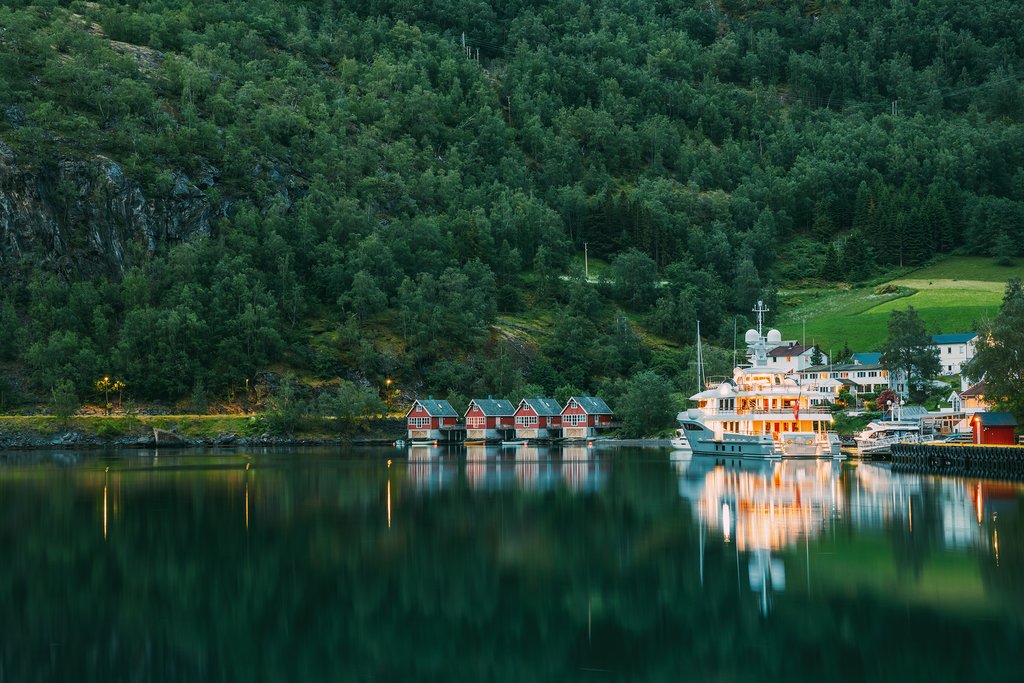 Docks near the charming fjord-side village of Flåm.