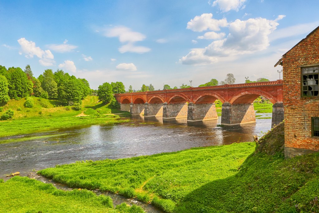 The Bridge over Venta River with Europe's Widest Waterfall