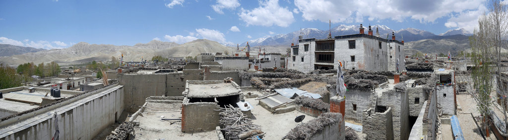 The Royal Palace of Lo Manthang and the roof tops of the walled city