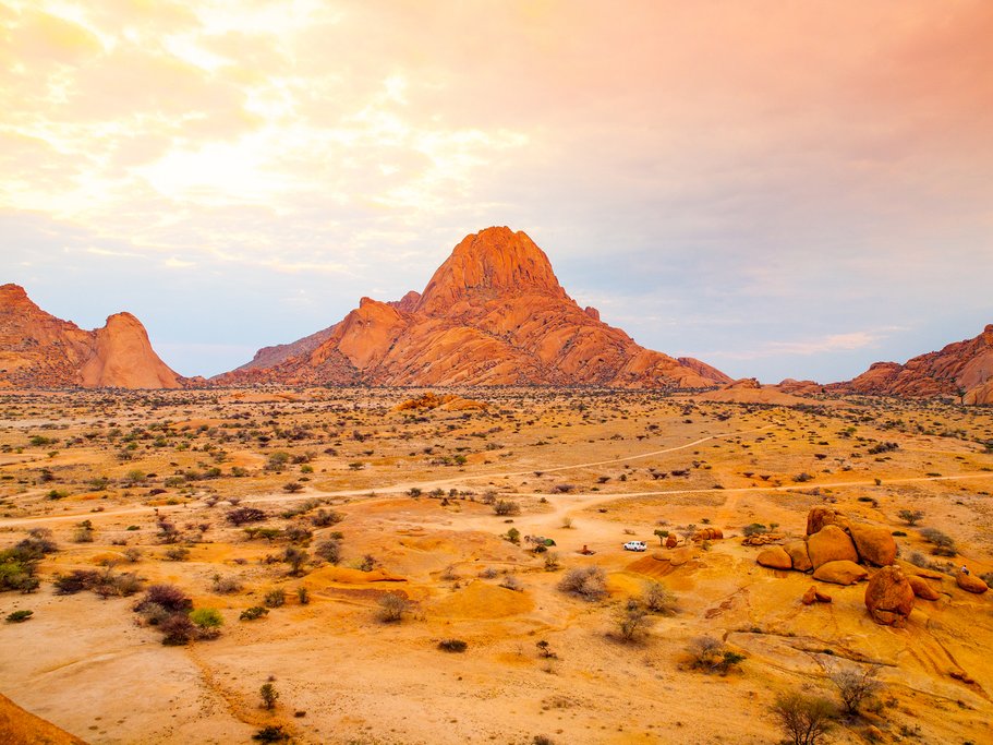 Unique rock formations of pink granite in Spitzkoppe